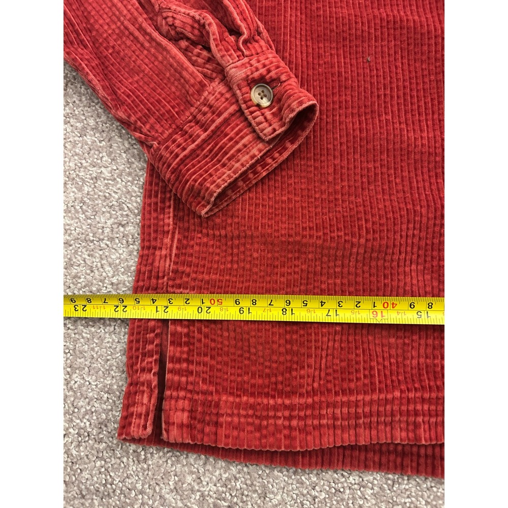 LL Bean Corduroy Button Down Shirt Womens Small Red Excellent Long Sleeve Cotton - Picture 9 of 11
